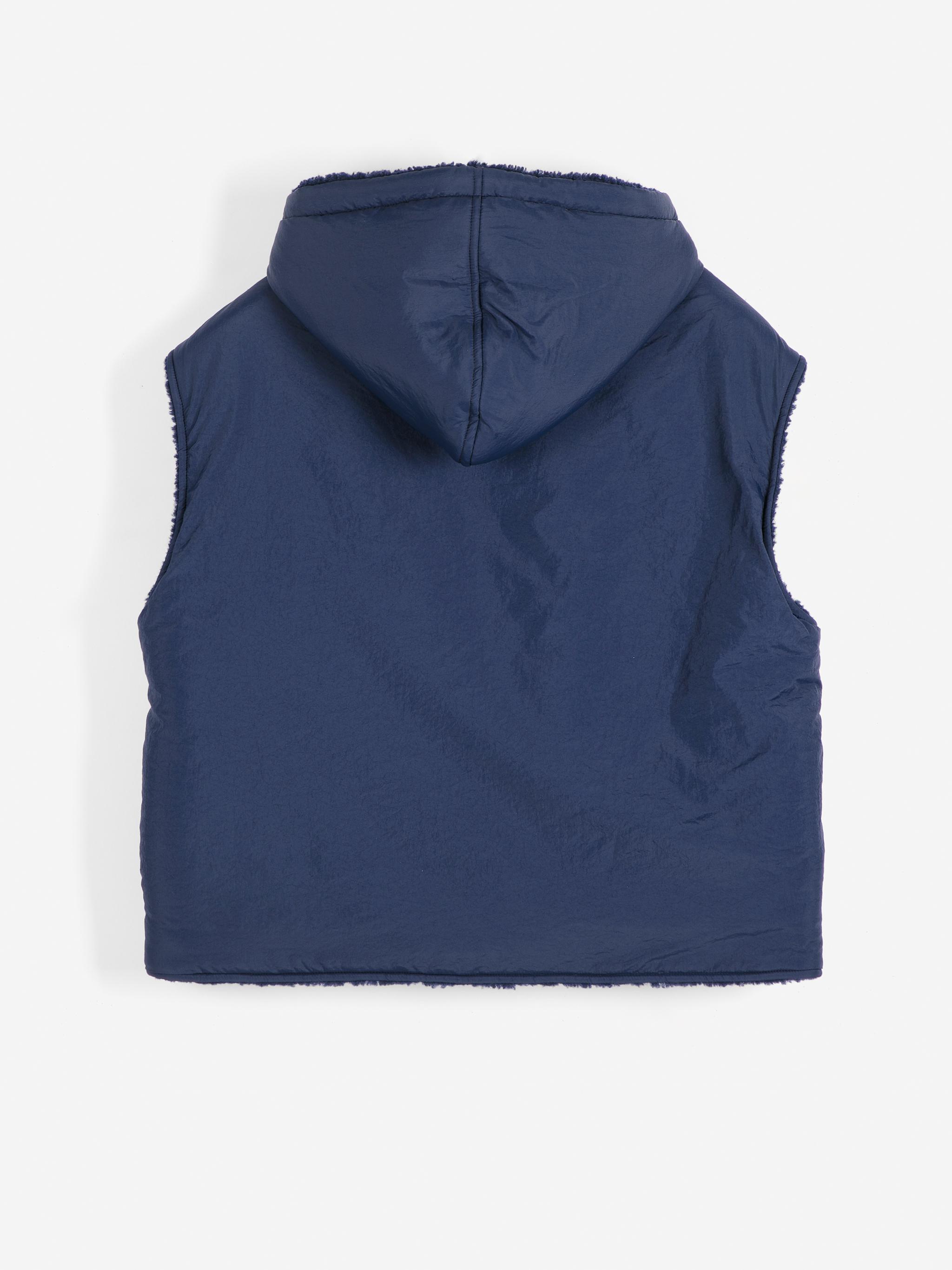 Bobo Choses Reversible Nylon Vest Navy Blue Damen Weste Sherpa blau
